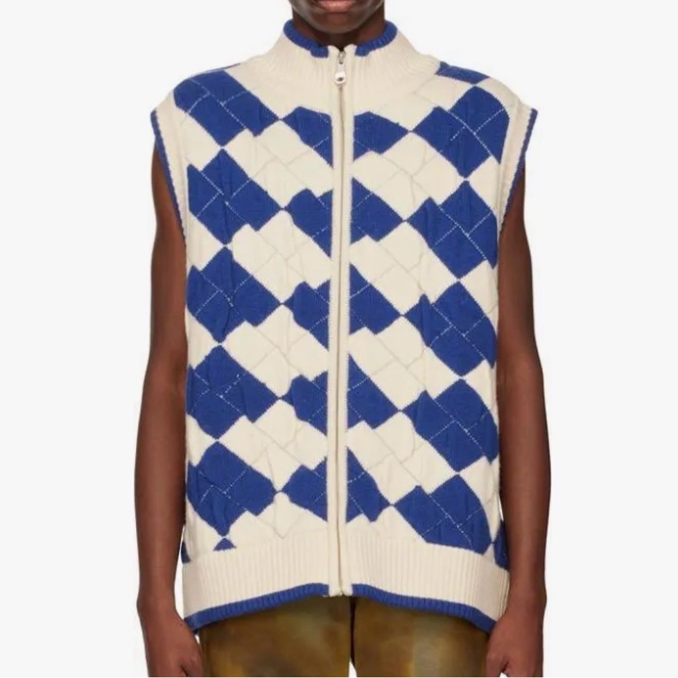 Ader Error Tenit Knit Vest Blue White Size A1 Nwot
